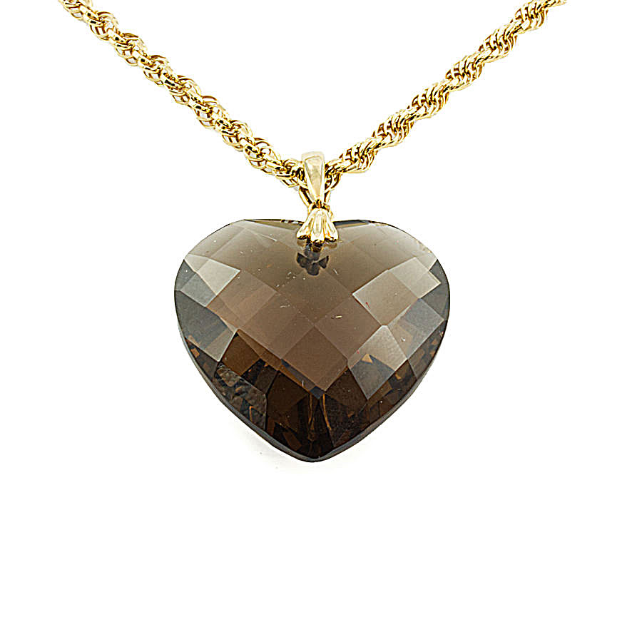 9ct gold Smoky Quartz Pendant with chain